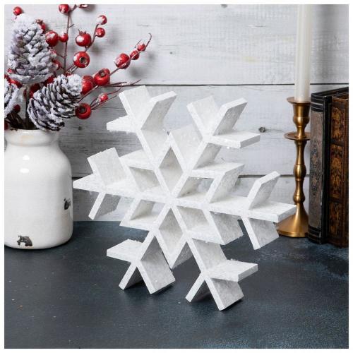 White Glitter Wood Snowflake