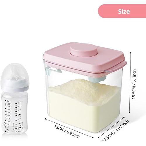 Ankou Formula Container - 1700ml Airtight Formula Dispenser One Button Handy Milk Powder Container BPA-Free Storage Containers with Scoop and Scraper Transparent 730g