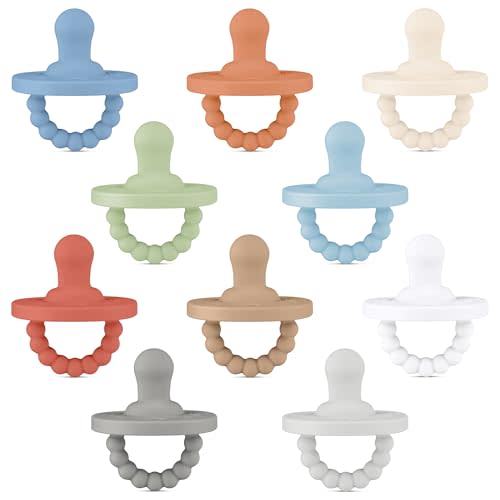Ryan & Rose Cutie PAT Pacifier Teether 10 Pack Assorted Colors (Canyon (Boy), Flat)