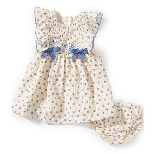 Bonnie Jean Baby Girls Flutter Sleeve Polka Dot Cotton Gauze Dress