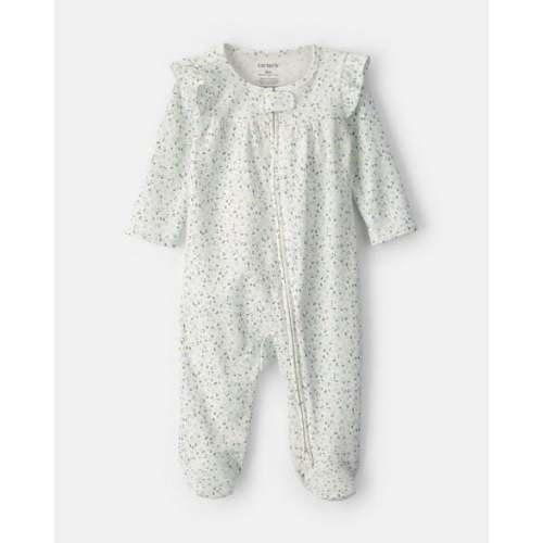 Baby Girl Floral 2-Way Zip 100% Cotton Sleep & Play Pajama - Green/Ivory | Carter's