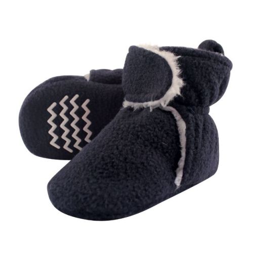 Hudson Baby Infant and Toddler Boy Cozy Fleece and Faux Shearling Booties, Navy, 0-6 Months