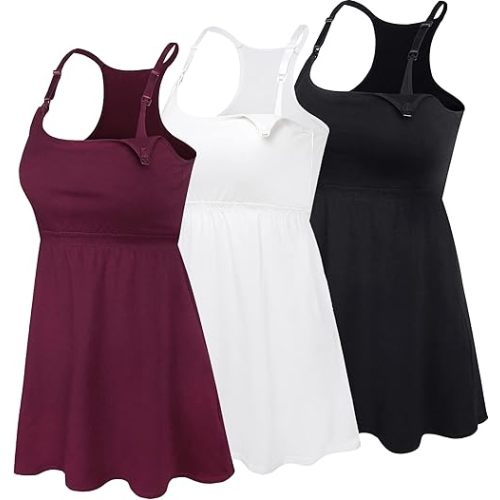Cotton Maternity Nursing Tank Tops with Bralette Breastfeeding Shirts Pregnancy Clothes