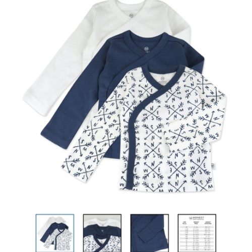 3-Pack Organic Cotton Long Sleeve Side-Snap Kimono Tops | Honest Baby Clothing