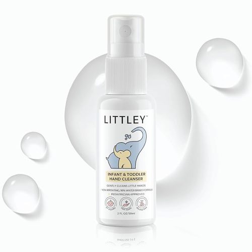 Littley Infant & Toddler Hand Cleanser with Hypochlorous Acid, Gently Cleans Dirt & Germs, Non-Toxic & Alcohol-Free, Safe for Sensitive Skin, 2oz Travel-Size Spray Bottle