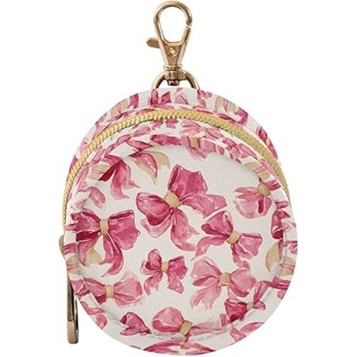 Pacifier Case with Hook Pink Bow Watercolor Pattern Pacifier Holder Pod Easily Attaches to Diaper Bag or Purse