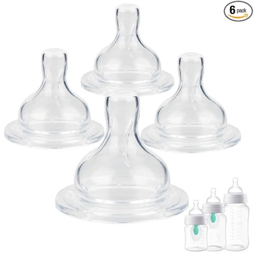 Silicone Nipples for Philips Avent Anti-Colic Baby Bottles,Size 1 Nipple,1m+,Slow Flow, 4 Count