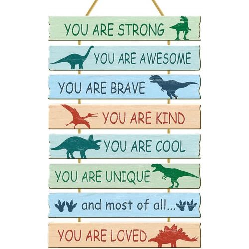 Rutiyoka Dinosaur Room Decor for Boys Bedroom Wall Dino Inspirational Art Kids Wood Decorations Little Boy Nursery Toddler Sign