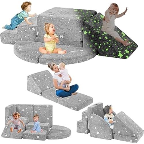 5pcs Foam Climbing Blocks for Toddlers 1-3, Safety First Baby Climbing Blocks Indoor,Soft Play Toys for Infant, Ideal Crawling and Exploration Play Set for Baby Gym/Toddler Playground