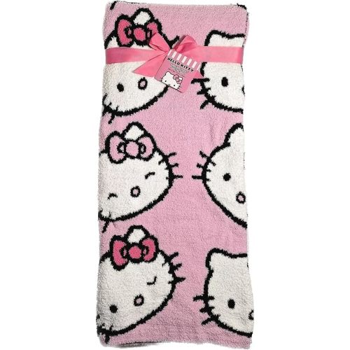 Jay Franco & Sons, Inc. Hello Kitty Blankets and Throws (Pink Yarn Knit - Faces, Throw - 50x70)