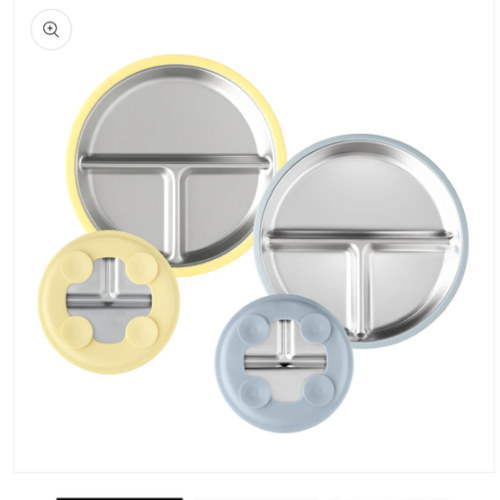 Stainless Steel Plate Set of 2 (Butter Yellow & Baby Blue)