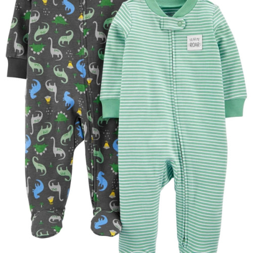 Simple Joys by Carter's Baby Boys' 2-Way Zip Thermal Footed Sleep and Play, Pack of 2