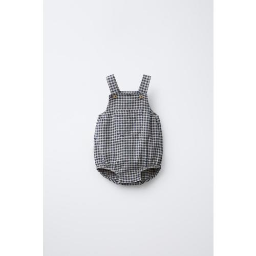 GINGHAM ROMPER - Navy blue | ZARA United States