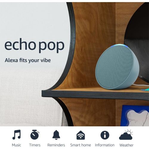 Amazon Echo Pop (newest model), Our smallest speaker with Alexa+ Early Access, Fits in any room, Midnight Teal