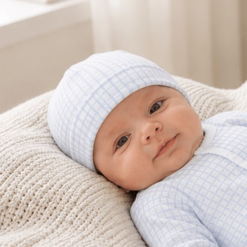 Baby Boy Hat - Blue Peek a Boo Wishes - Pima Cotton – Magnolia Baby