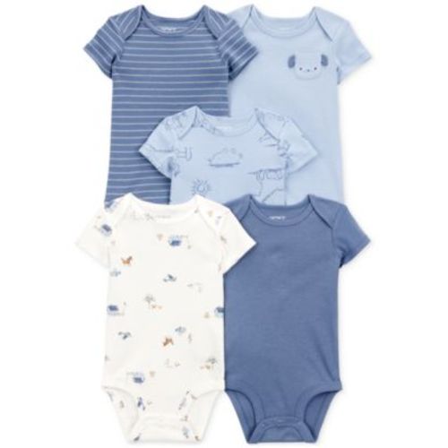 Baby 5-Pk. Cotton Dog-Print Short-Sleeve Bodysuits
