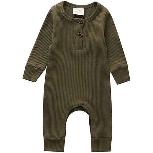 Kuriozud Newborn Infant Unisex Baby Boy Girl Button Solid Romper Bodysuit One Piece Jumpsuit Outfits Clothes