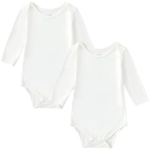 DEFAHN 2PCS Visocse from Bamboo Baby Rompers Unisex Onsies Solid Short Sleeve Baby Bodysuit 0-24 Months