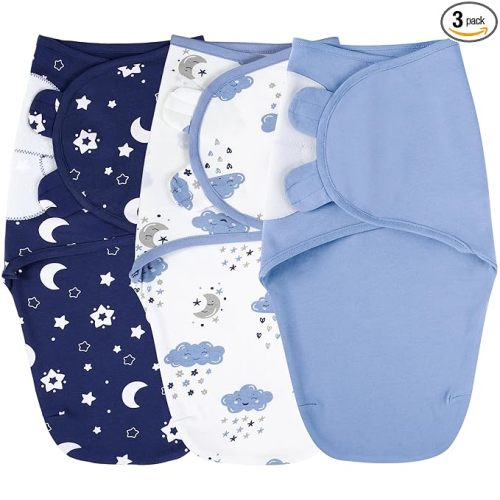 Yoofoss Pañales de bebé para recién nacidos, 100% algodón orgánico, saco de dormir ajustable para envolver de 3 a 6 meses, transpirable y suave (M)