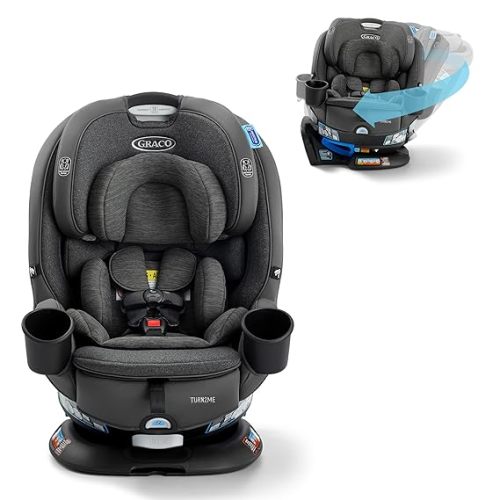 Graco Turn2Me 3-in-1 Rotating Convertible Car Seat, Manchester, Rear-Facing Rotation, Forward-Facing Mode, Highback Booster Up to 100 lbs, Adjustable Headrest & Harness, Steel Reinforced Frame