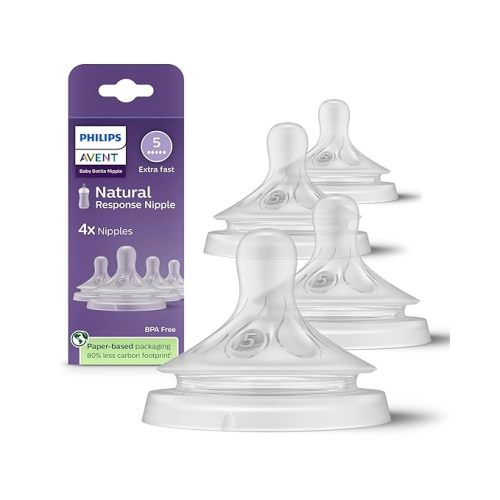 Philips Avent Natural Response Nipples, Extra Fast Flow (Flow 5), 4-Pack, SCY965/44