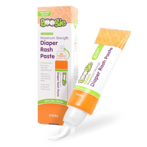 Boogie Maximum Strength Diaper Rash Paste for Babies - 4 fl oz | 40% Zinc Oxide - Mess-Free Applicator - Soothes Baby Bum - Fragrance-Free - Diaper Bag Essential