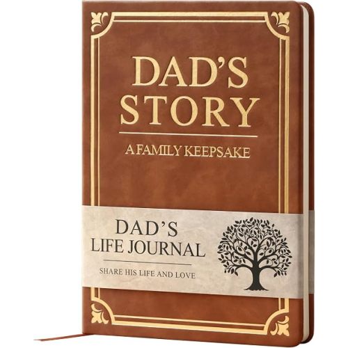 Dad's Story Leather Journal (Hardcover): Dad, I Want to Know Your Story - A Guided Journal To Share His Memories & Love - Meaningful Dads Gifts for Fathers Day, Birthday & Christmas from Daughter Son