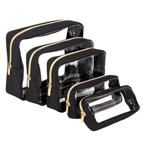 Remobia Hicol TSA Approved 5-Piece Diaper Bag Organizer Pouch Set Clear Waterproof TPU Kids Toiletry Storage Set Travel Packing Clutch Cube Bags for Baby Nursing