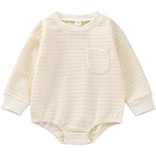Baby Fall Outfits Girl Boy Crewneck Sweatshirt Bubble Romper Oversized Sweater Onesie Warm Winter Clothes