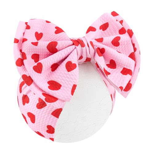 YanJie Valentines Baby Headband Bow Large Hair Bows Red Headband Wide Newborn Bows Pink Heart Handmade Hairbands Hair Accessories Gift Girls Outfit