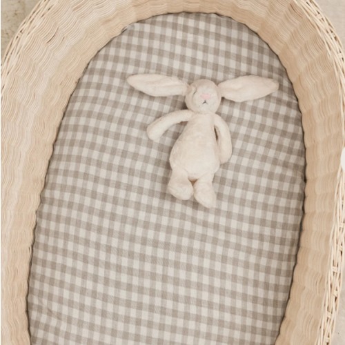 French Flax Linen Bassinet Sheet in Beige Gingham – I Love Linen