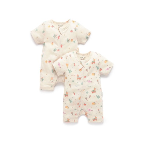 2 Pack Short Sleeve Zip Romper Pinata