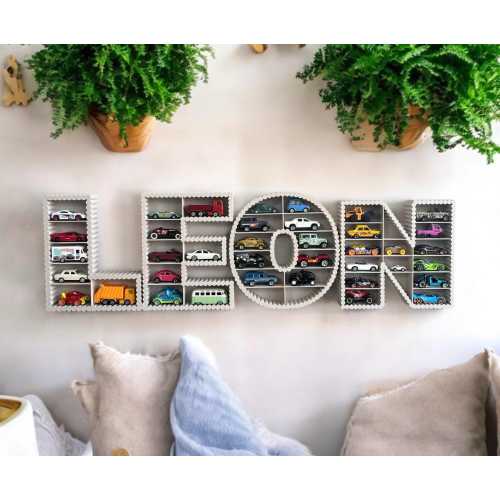 RIBBED Matchbox Wall Storage Toy Car Shelf Hot Wheels Display Shelf Car Toy Organizer Kids Room Car Boys Room walldecor Custom Baby letter