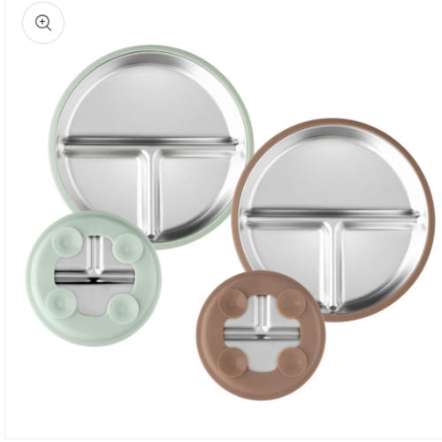 Stainless Steel Plate Set of 2 (Mocha Mousse & Sage Green)