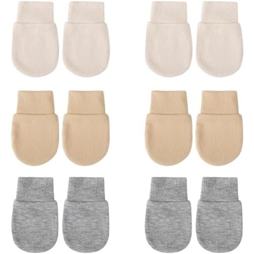 BQUBO 6 Pairs Newborn Baby Boys Girls Mittens 0-6 Months Unisex-Baby Infant Mittens Elastic No Scratch Wrist Gloves