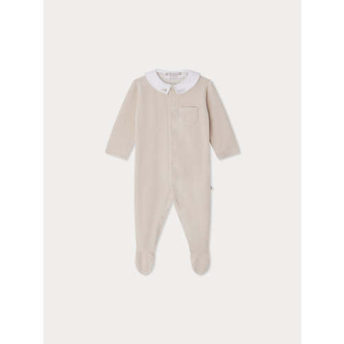 Tilouan velvet pajamas with rabbit embroidery collar in organic cotton