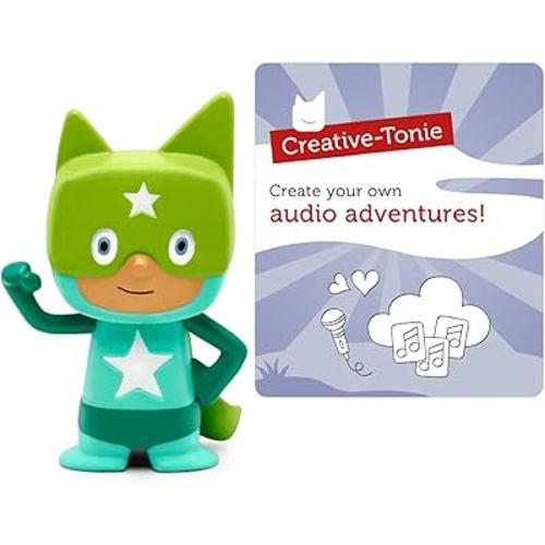 Tonies Superhero Creative Toy Figurine - Record and Upload up to 90 Minutes of Your Own Stories and Songs - Turquoise/Green