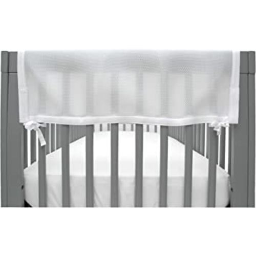 BreathableBaby Breathable Mesh Crib RailGuard Teething Cover, White, 27” Short Panel (2-Pack)