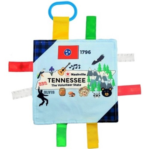 Baby Jack The Learning Lovey Tennessee State Tag Crinkle Square Toy That Teaches Facts 8" x 8"