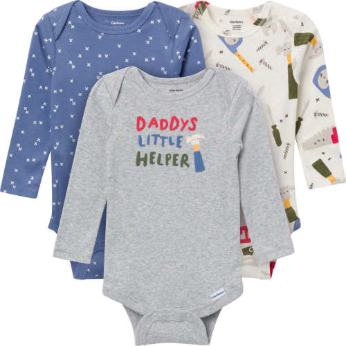 3-Pack Baby Boys Daddy's Little Helper Long Sleeve Onesies® Bodysuits – Gerber Childrenswear