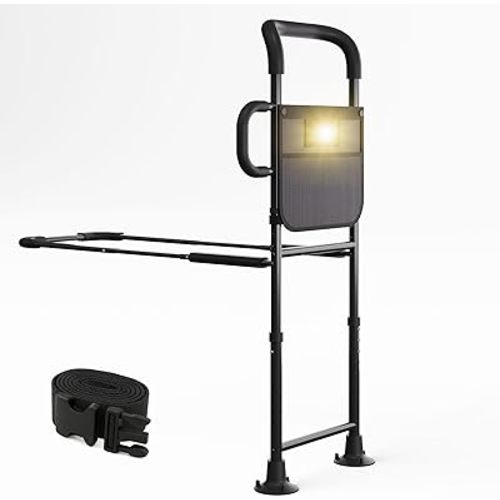 HOMEAL Bed Rails for Elderly Adults Safety, Reinforced Bedrails for Elderly Adults with Ergonomic Grab Bar Bed Handrails, 3-Ways Adjustable Bedside Assist Bed Cane Guard Railings for Seniors(Black)