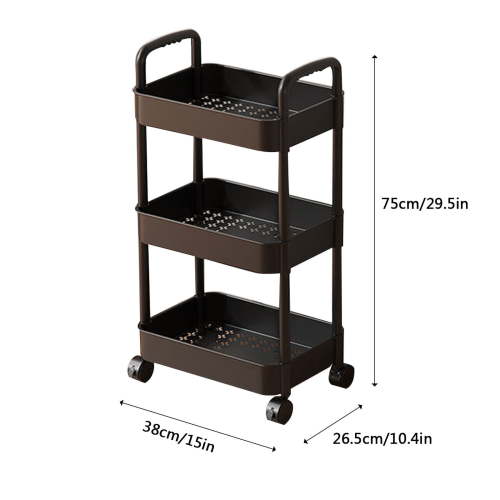 3-Tier Rolling Storage Cart with Wheels, Plastic Multi-Room Organizer for Kitchen, Living Room, Office, and Bathroom - Space-Saving Utility Cart for Easy Organization