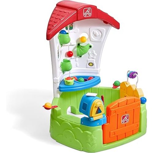 Step2 Toddler Corner House, Kids Playhouse, Indoor/Outdoor Playset, Play Gym with Kitchenette, Includes 15 Piece Toy Accessories, Made of Durable Plastic, for Toddlers 1+ Years Old