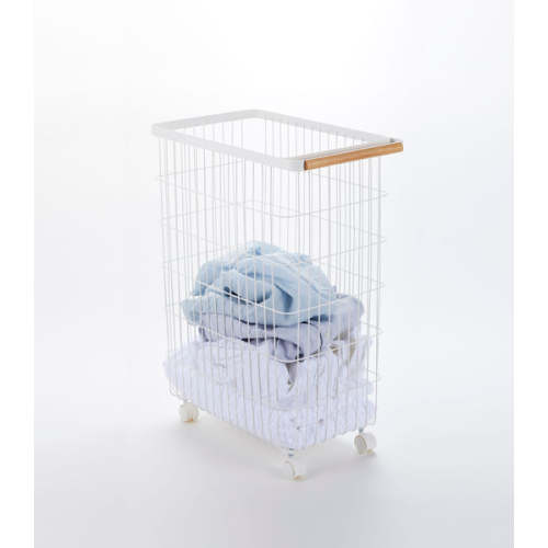 Rolling Wire Basket (24" H)  - Steel + Wood