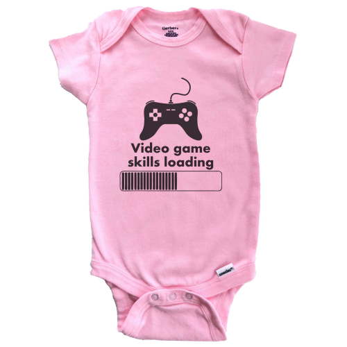 Video Game Skills Loading Funny Video Games Gaming Baby Bodysuit (Pink), 6-9 Months