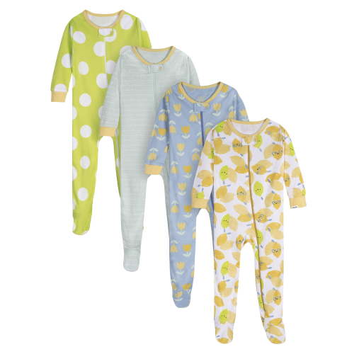Onesies Brand Baby Girl Footed Pajamas, 4-Pack, Sizes Newborn - 24 Months