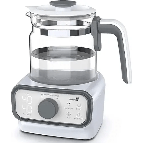 GROWNSY Baby Instant Warmer, Glass Water Boiler with Accurate Temperature Control for Formula, Coffee and Tea, 1.2 Liter Electric Kettle with LCD Display and Timer