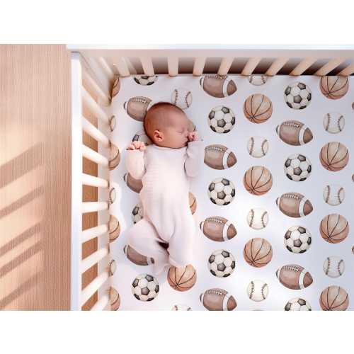 Sports Crib Sheets Boy, Sports Crib Bedding, Sports Baby Bedding Football Baseball, Mini Crib Sheet, Sports Bedding, Vintage Sports Nursery