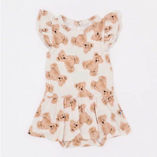 Bear Hugs Cap Sleeve Ruffle Dress