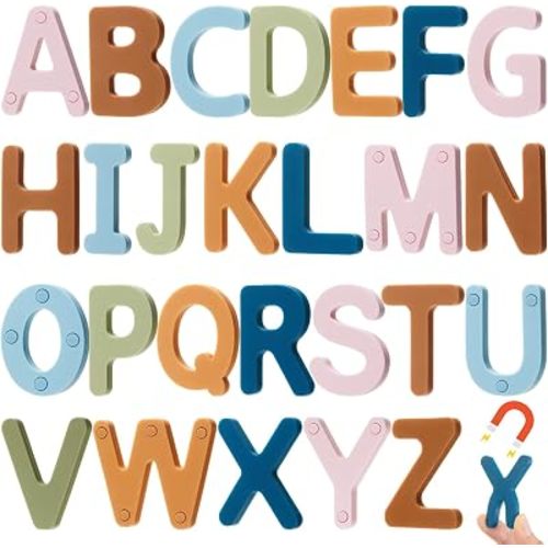 VioraWhite 26 Pcs Magnetic Letters Silicone ABC, Mocha Mousse Color, Letter